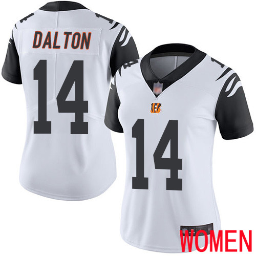 Cincinnati Bengals Limited White Women Andy Dalton Jersey NFL Footballl #14 Rush Vapor Untouchable->women nfl jersey->Women Jersey